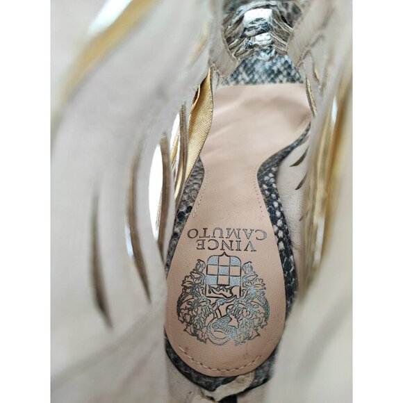 Women's Vince Camuto Fiona Open Toe Lace Up Front Beige Heeled Booties Size 7 - Picture 6 of 8